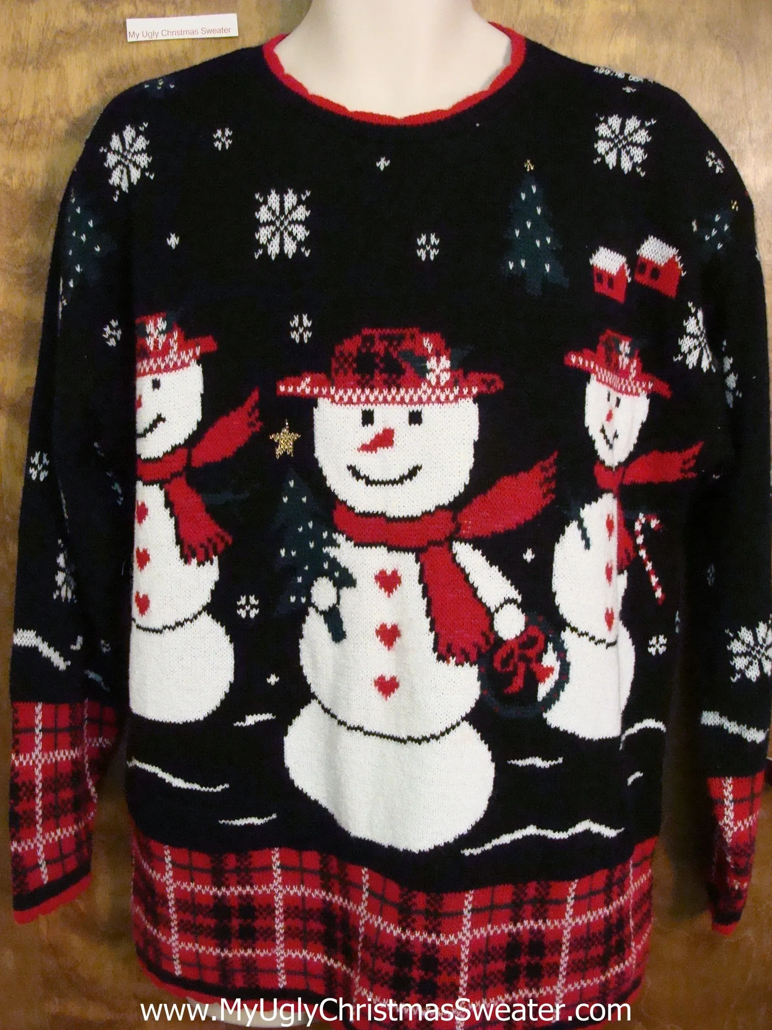 80s Snowman Trio Acrylic Horrible Ugly Christmas Sweater Pullover