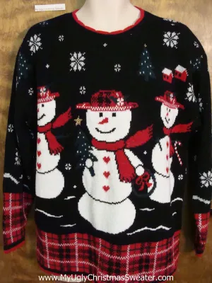 80s Snowman Trio Acrylic Horrible Ugly Christmas Sweater Pullover