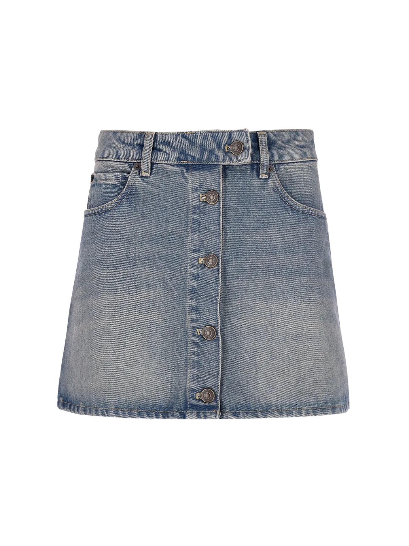 a-line button-up denim mini skirt