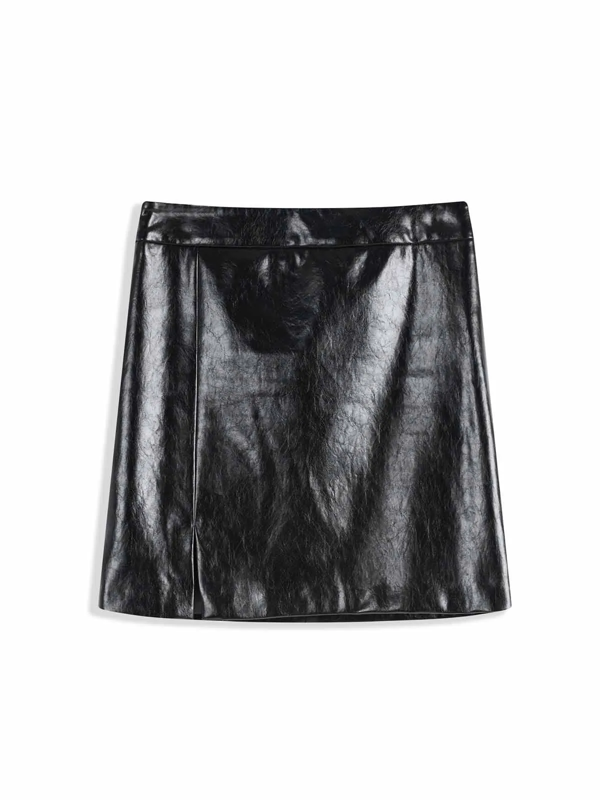 ASOBIO Mid-High Waisted Stretch Leather Mini Skirt