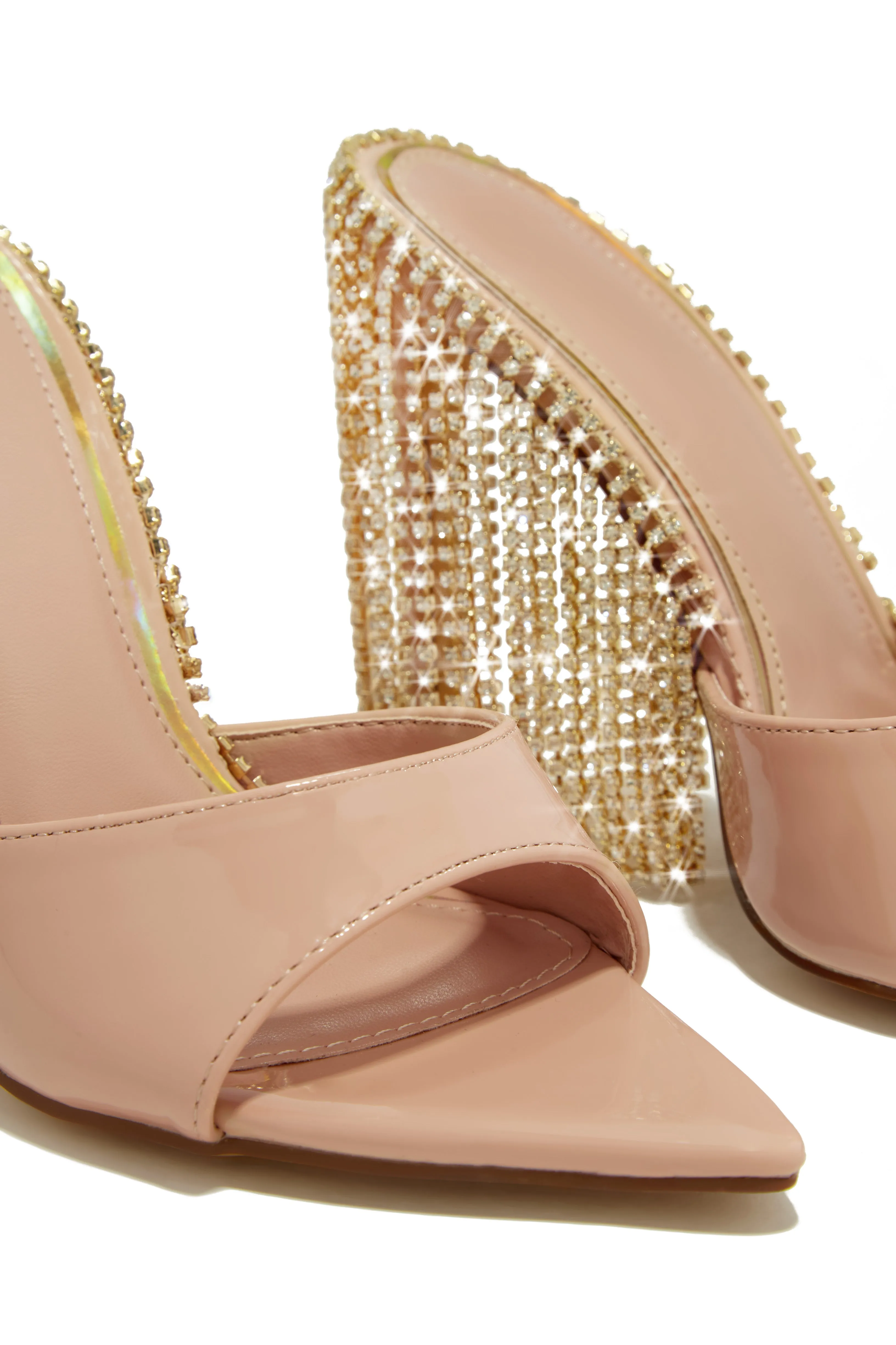 Atelier Dangle Embellished High Heel Mules - Nude