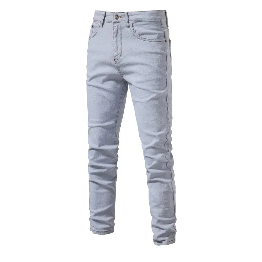 Autumn Denim Jeans Pants Men Slim Fit Straight Jeans for Men Quality Cotton Business Casual Wear Mens Denim Pants