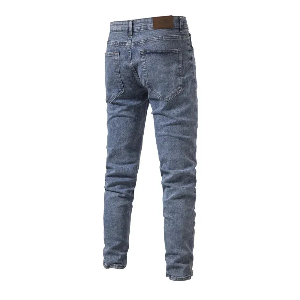 Autumn Denim Jeans Pants Men Slim Fit Straight Jeans for Men Quality Cotton Business Casual Wear Mens Denim Pants