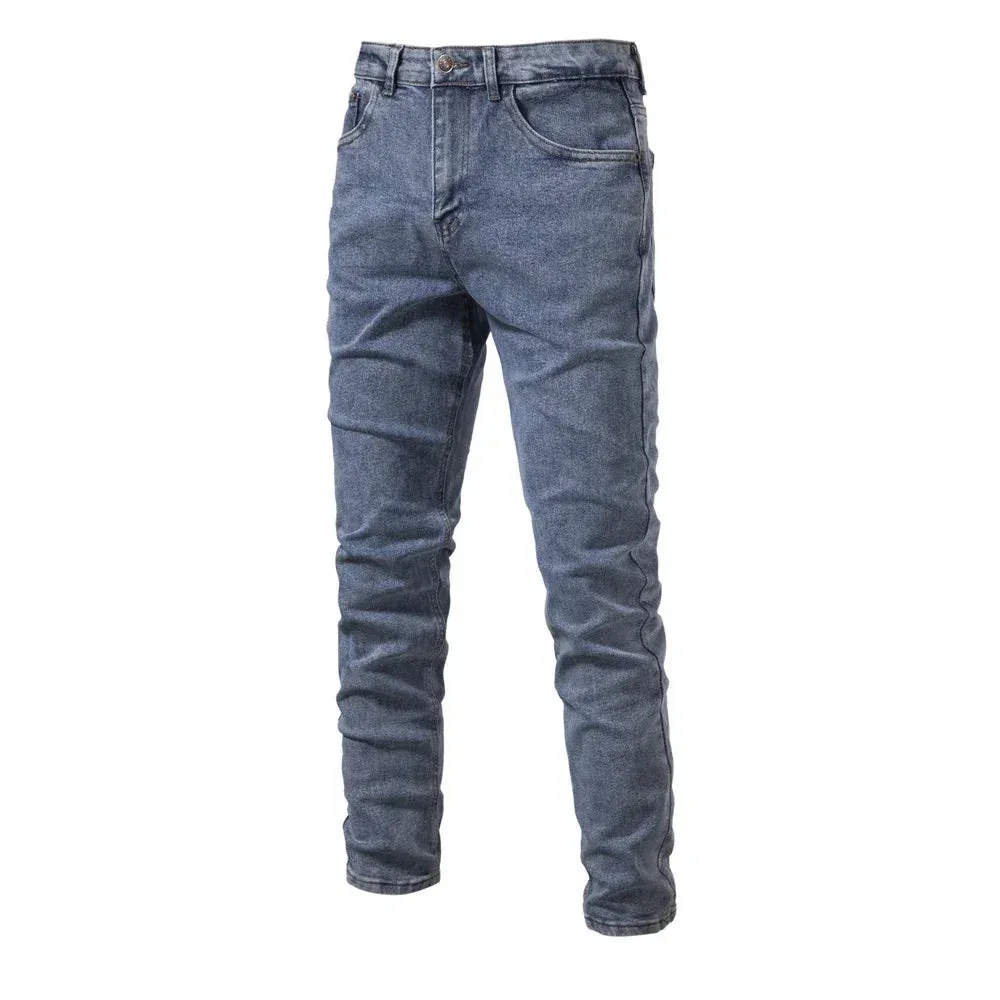 Autumn Denim Jeans Pants Men Slim Fit Straight Jeans for Men Quality Cotton Business Casual Wear Mens Denim Pants