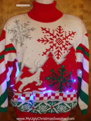 BEST 80s Festive Reindeer Christmas Sweater with Lights