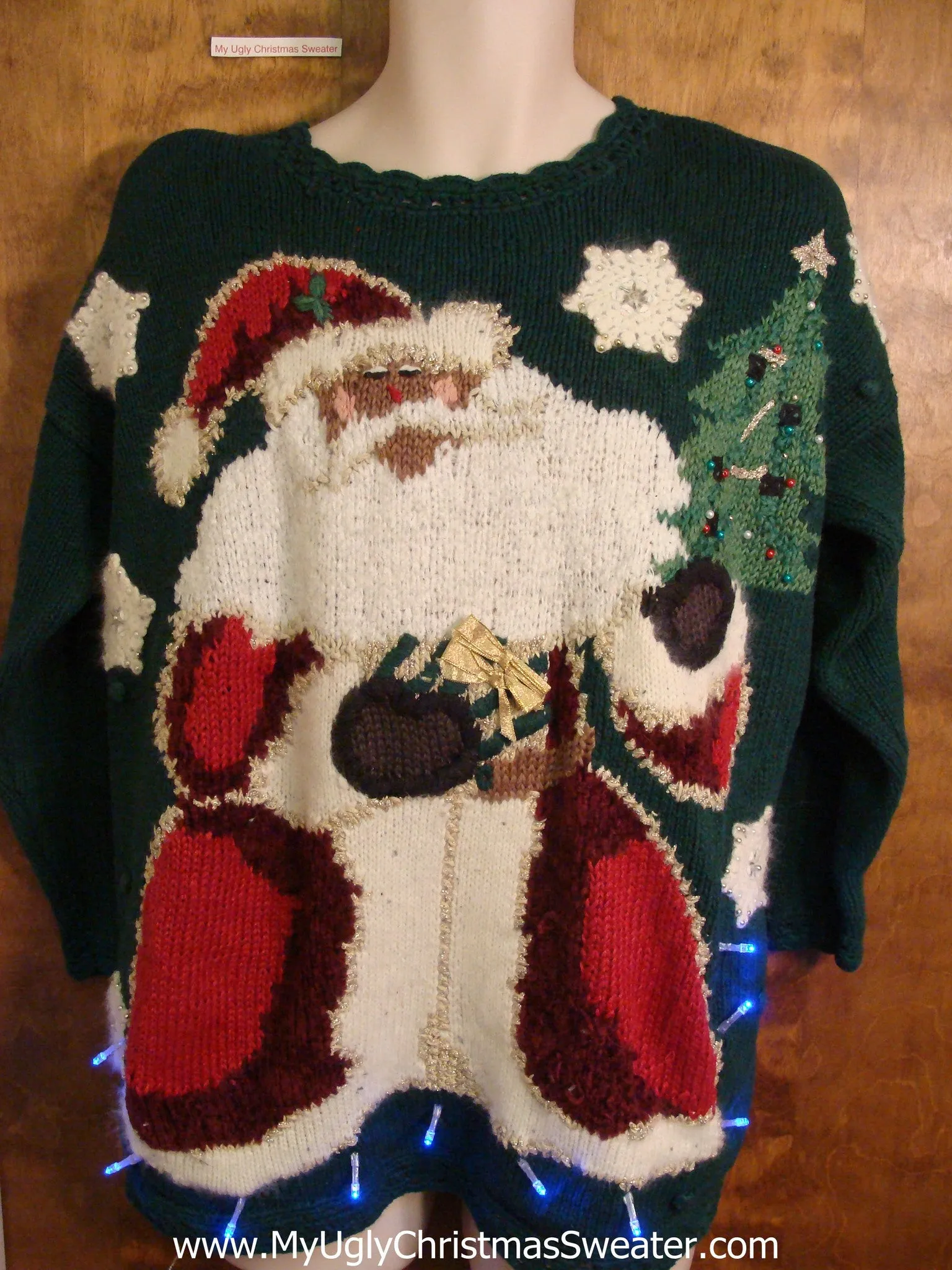 BEST 80s Huge Santa Christmas Sweater with Lights