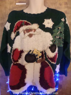 BEST 80s Huge Santa Christmas Sweater with Lights