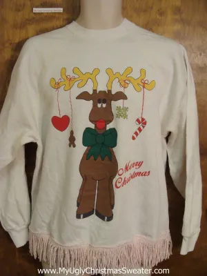 Best Funny Reindeer Tacky 80s Christmas Sweatshirt