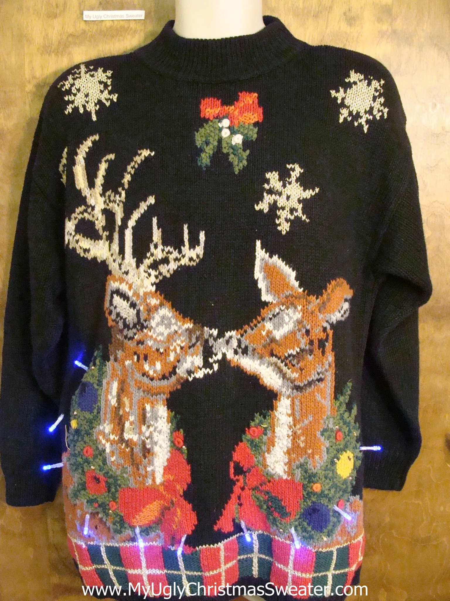 BEST Reindeer in Love 80s Light Up Ugly Xmas Sweater