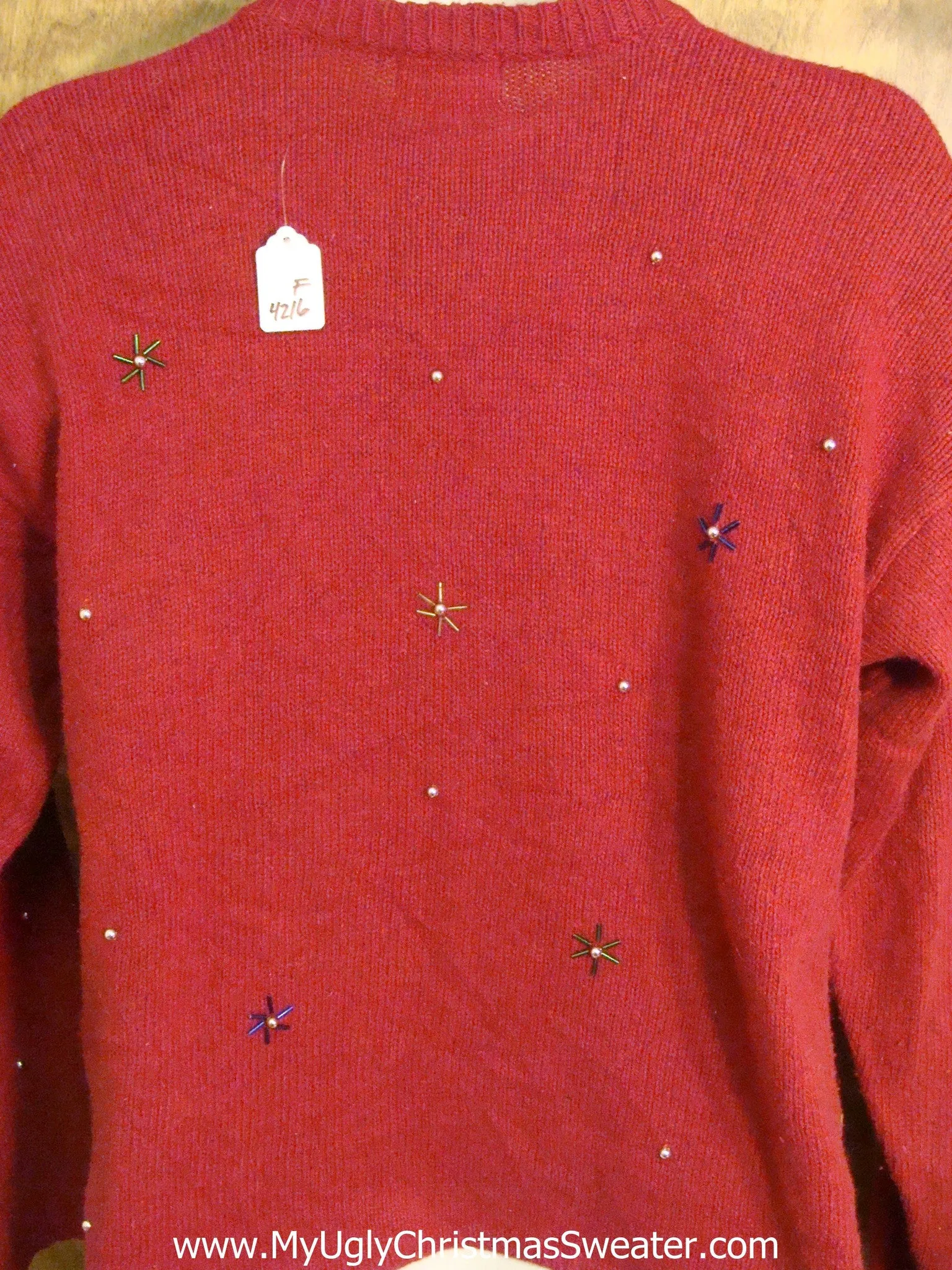 Bling Sleigh Themed Red Ugliest Christmas Sweater