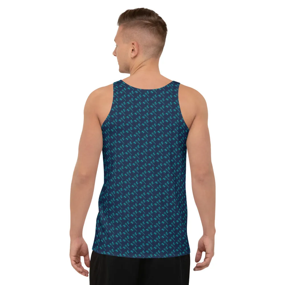 Blue Dragonfly Unisex Tank Top, Men's or Women's Designer Premium Tank Top-Made in USA/EU/MX