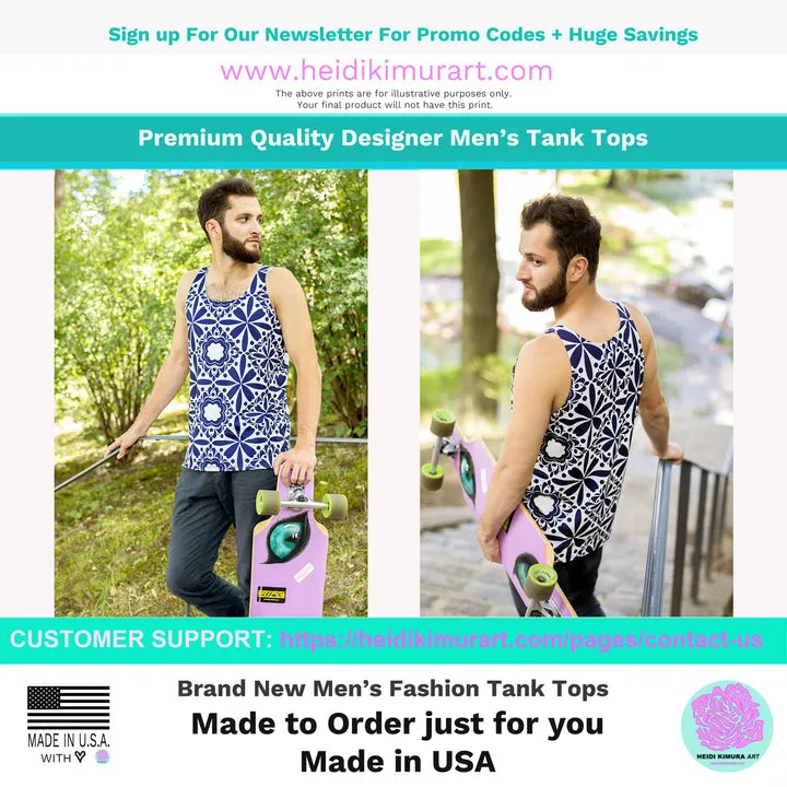 Blue Dragonfly Unisex Tank Top, Men's or Women's Designer Premium Tank Top-Made in USA/EU/MX