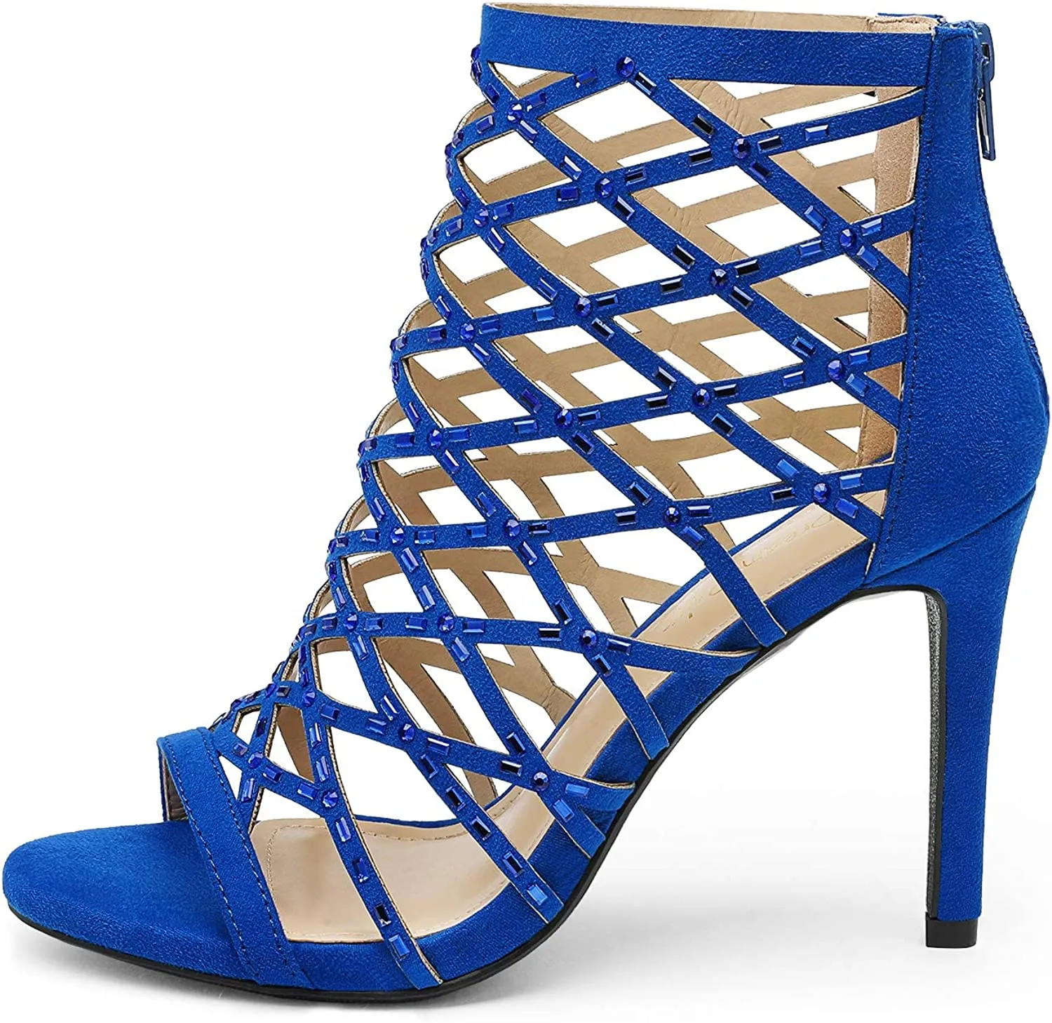 Blue Womens Crisscross Strap Stiletto Sandals