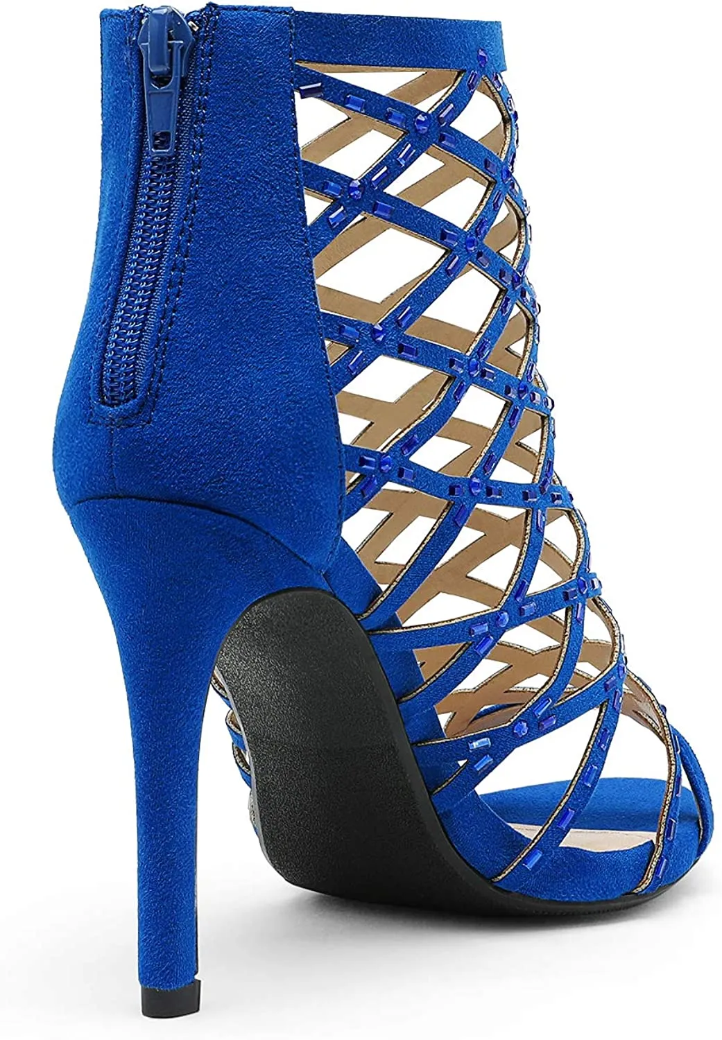 Blue Womens Crisscross Strap Stiletto Sandals