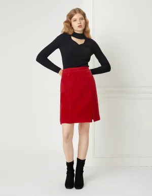 BORA AKSU CHERRY RED WOOLLEN MINI SKIRT