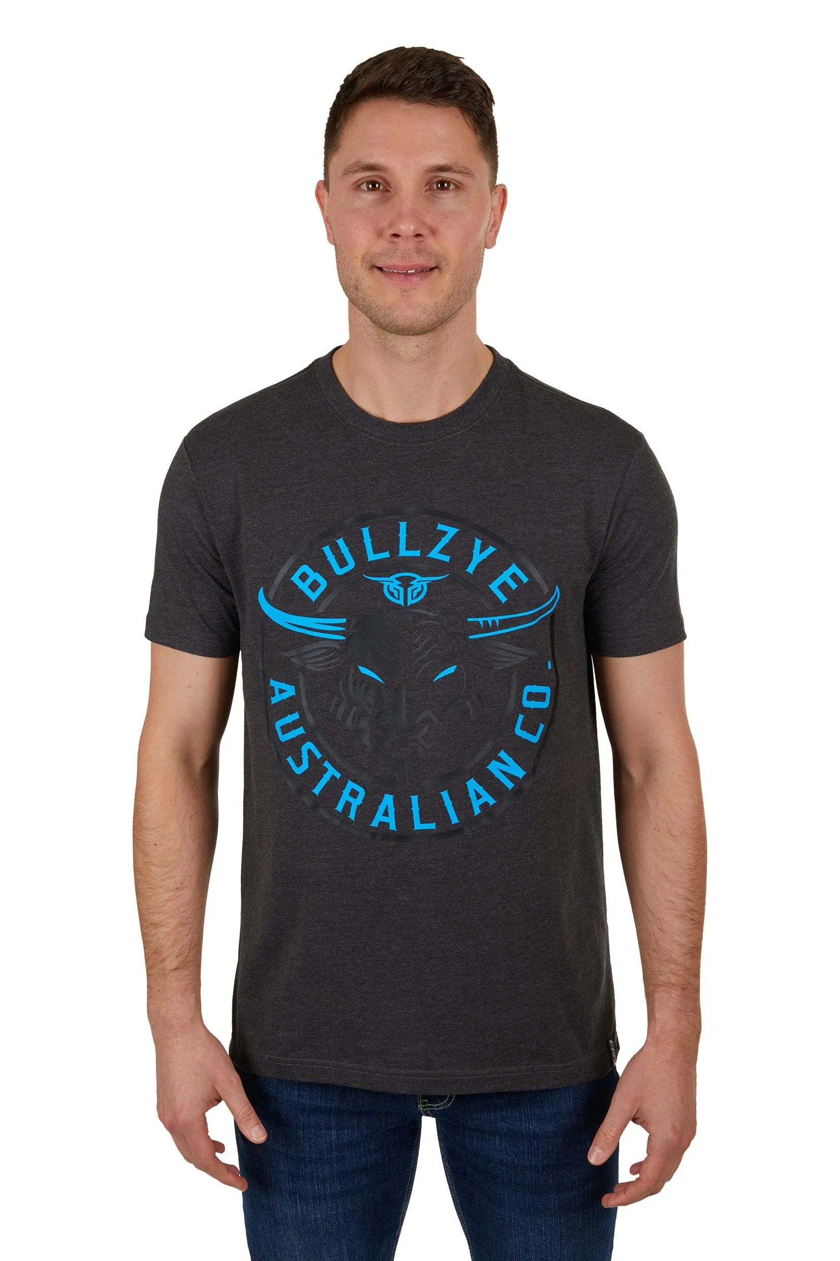 Bullzye Mens Alan S/S Tee - Charcoal Marle - B3S1503297