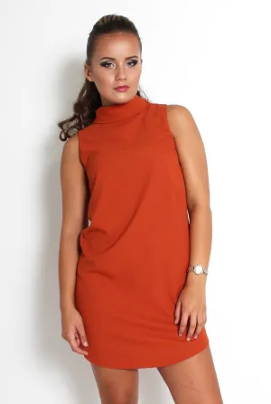 Caila Rust High Neck Shift Dress