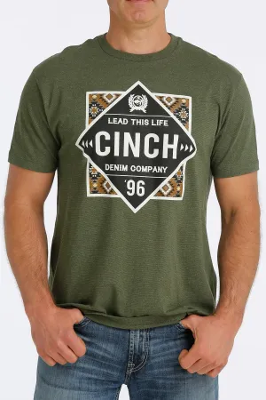 Cinch Mens  Logo Aztec Tee - Heather Green - MTT1690501