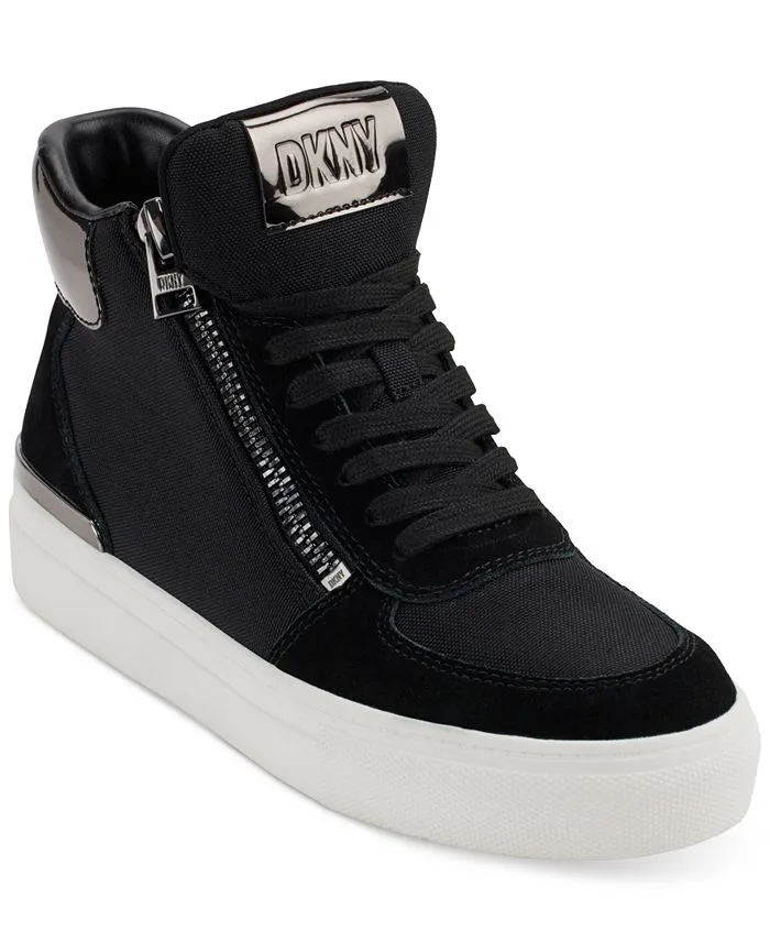 Cindell Women's Lace-Up Zip High Top Sneakers DKNY, Black