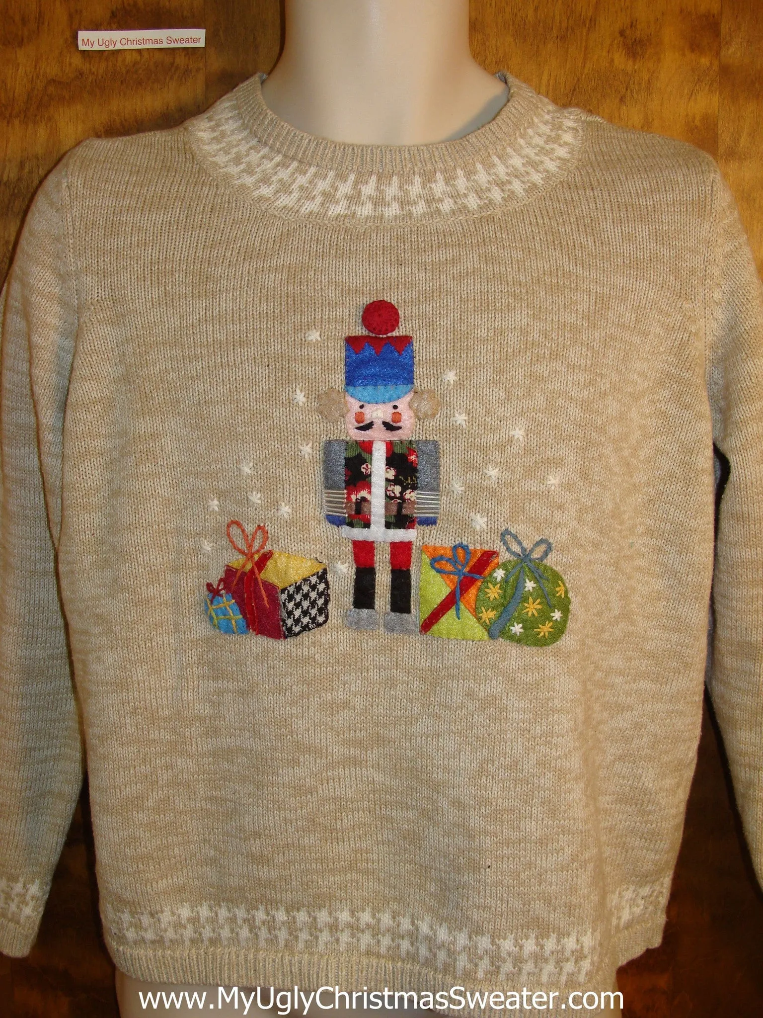 Colorful Nutcracker and Gifts Tacky Bad Christmas Sweater