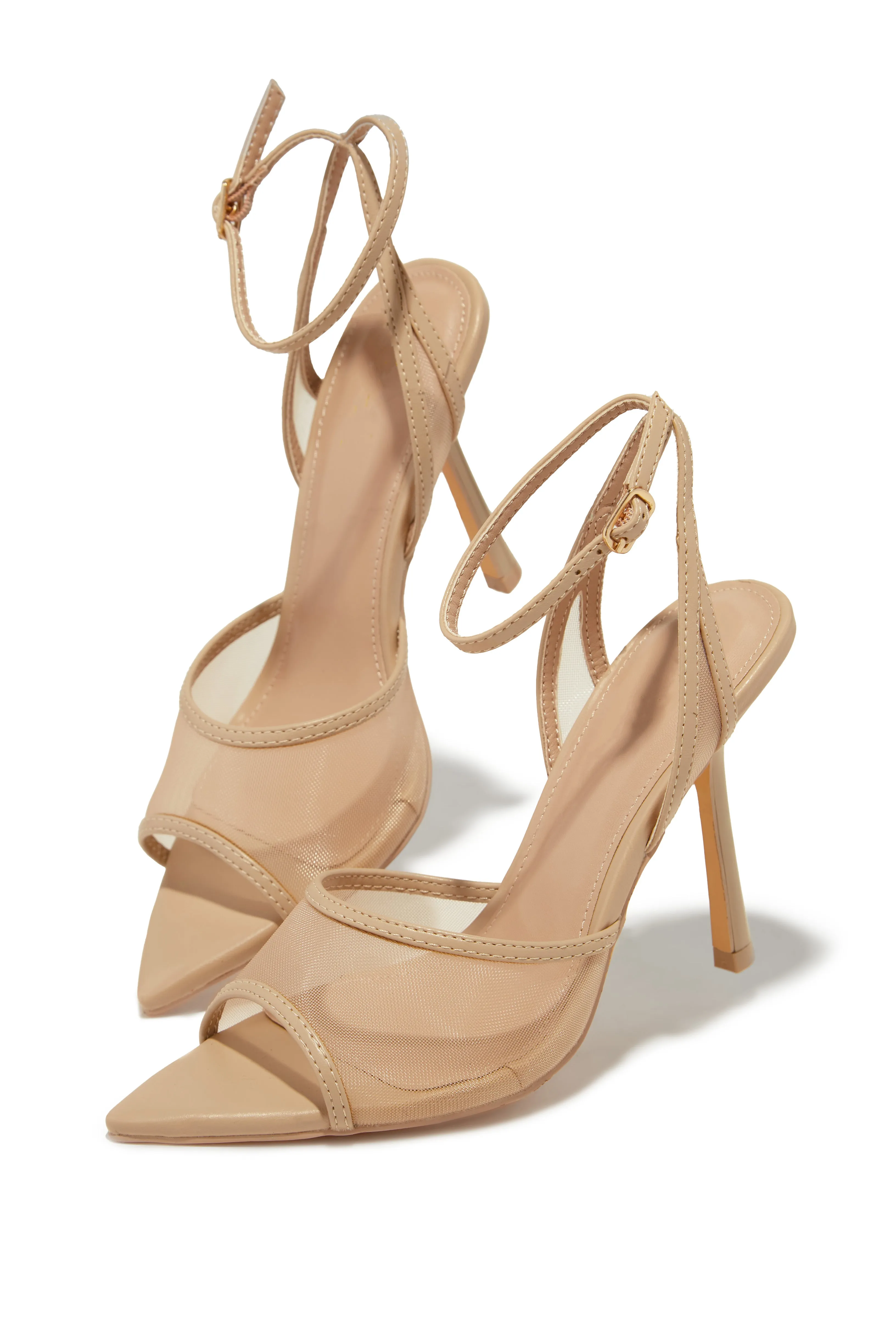 Cora Peep Toe High Heels - Nude