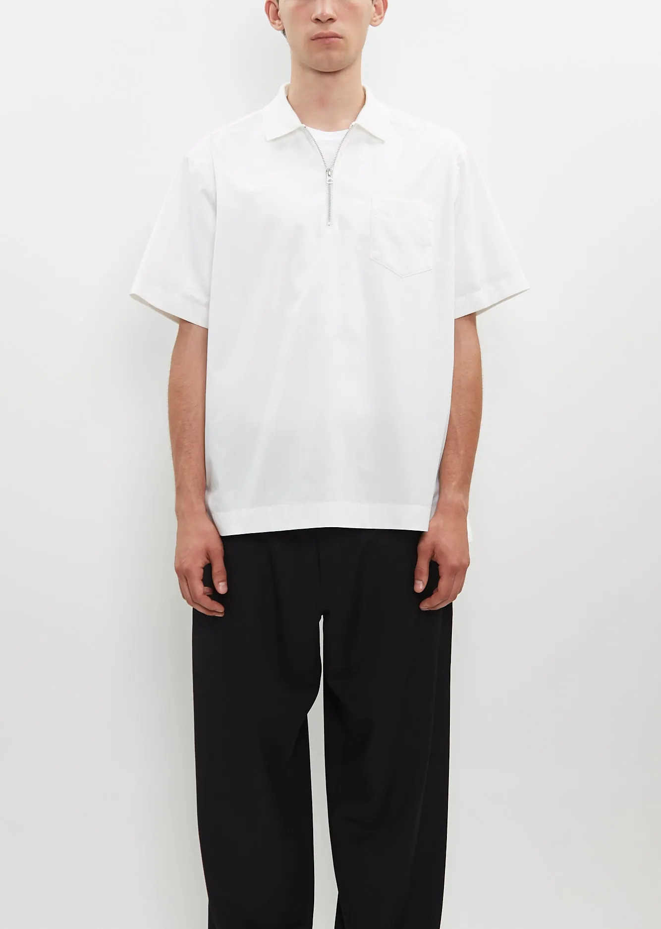 Cotton Poplin Polo Shirt — Off White