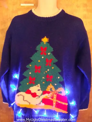 Crazy Cat Lady 80s Best Light Up Ugly Xmas Sweater