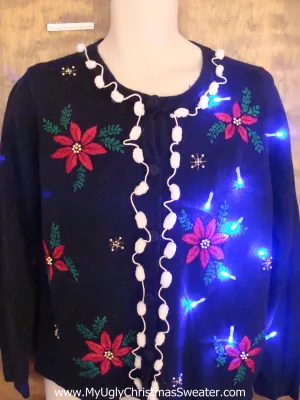 Crazy Christmas Sweater with Lights with Pom Poms