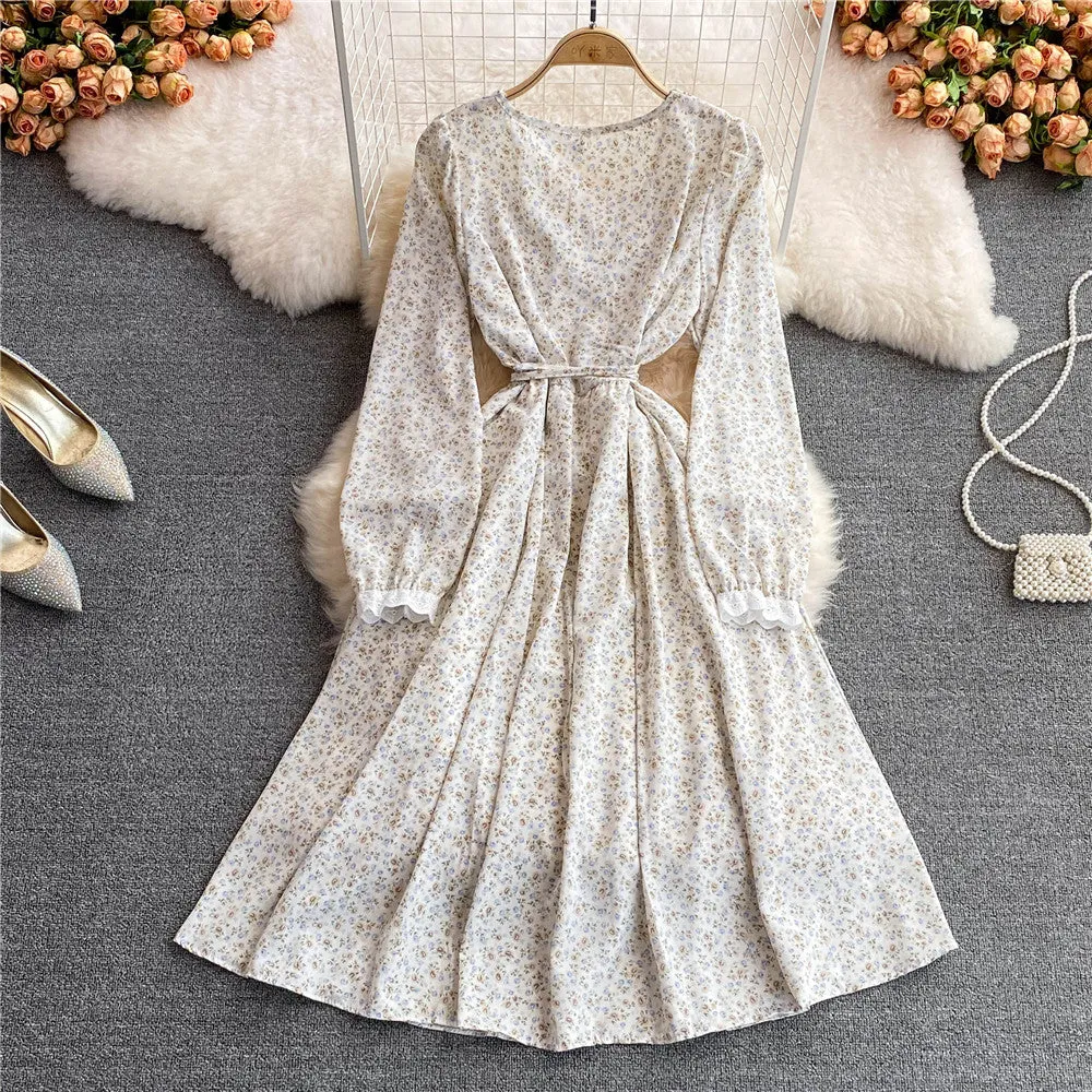 Cute A line floral dress A line fashion dress    S192