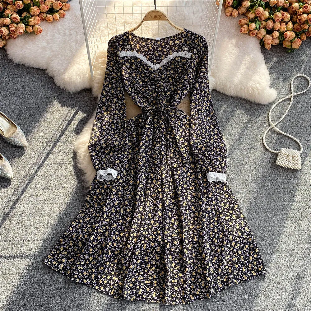 Cute A line floral dress A line fashion dress    S192