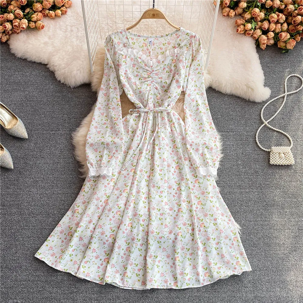 Cute A line floral dress A line fashion dress    S192