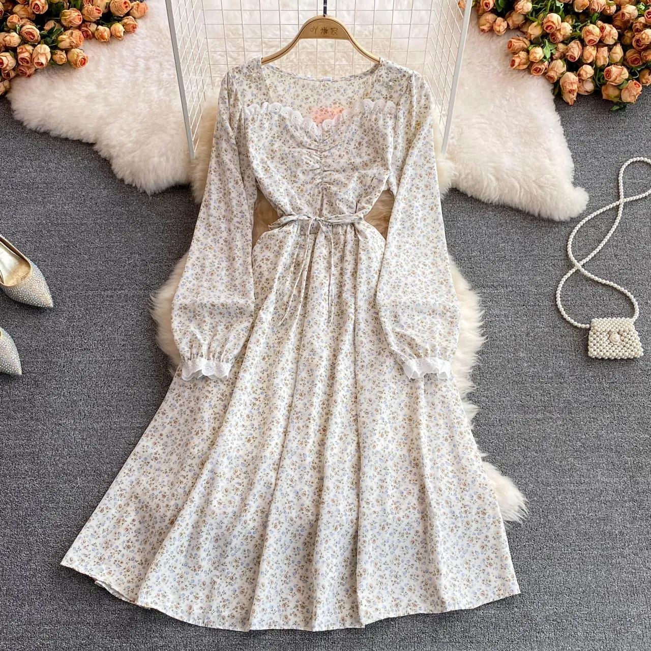 Cute A line floral dress A line fashion dress    S192