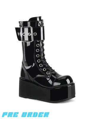 DEMONIA PETROL-150 - BLACK PATENT ✰ PRE ORDER ✰