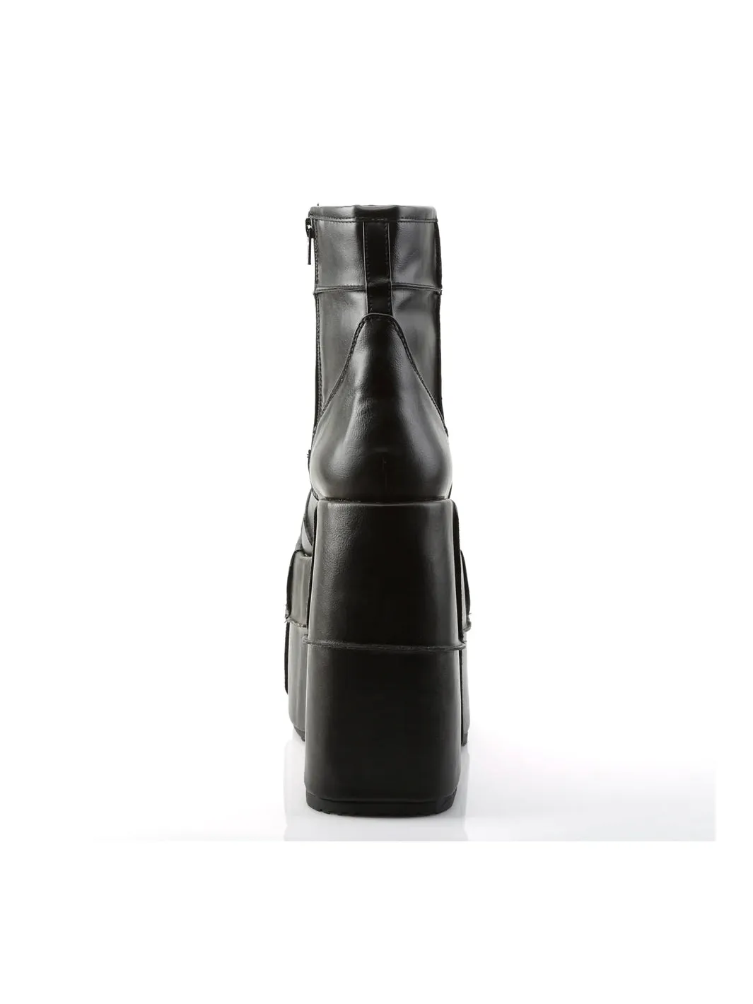 DEMONIA STACK 201 BOOTS - BLACK VEGAN LEATHER