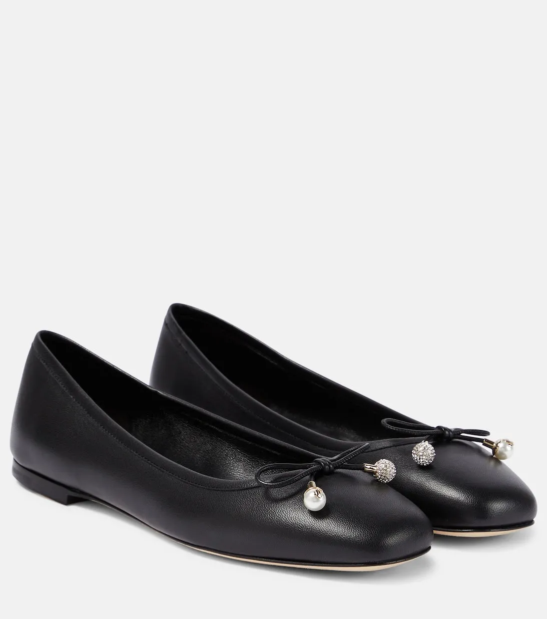 Elme Jimmy Choo embellished leather ballet flats, black