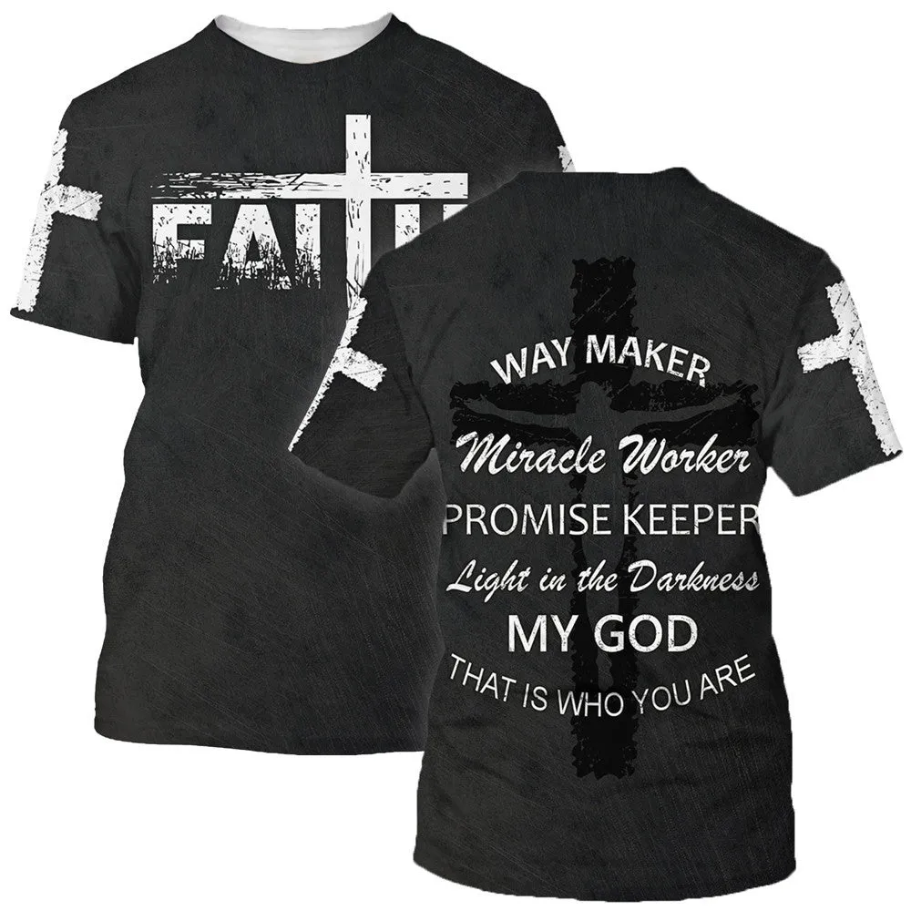 Faith Way Maker Miracle Worker 3D All Over Printed Shirt for Men and Women