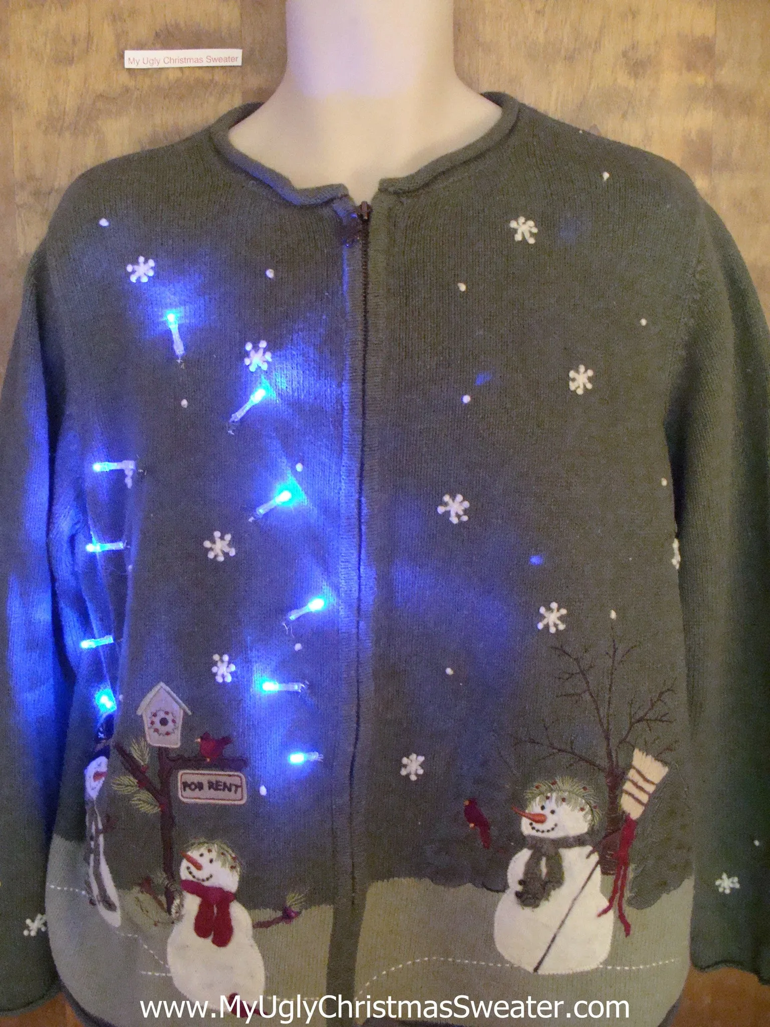 Green Crazy Christmas Sweater with Lights