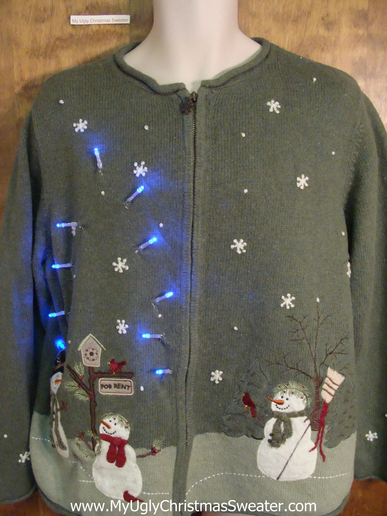 Green Crazy Christmas Sweater with Lights