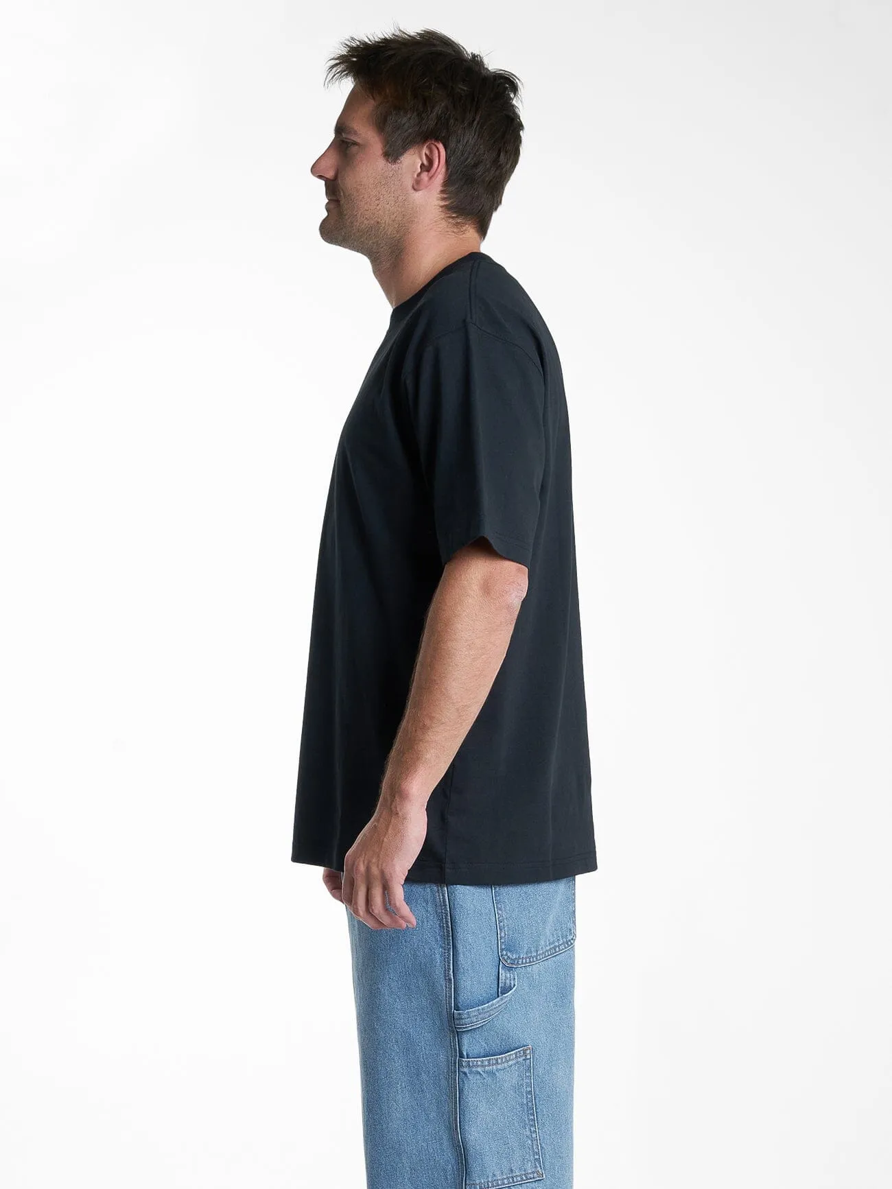 Hard Yakka X Thrills Stacked Oversize Tee - Washed Black