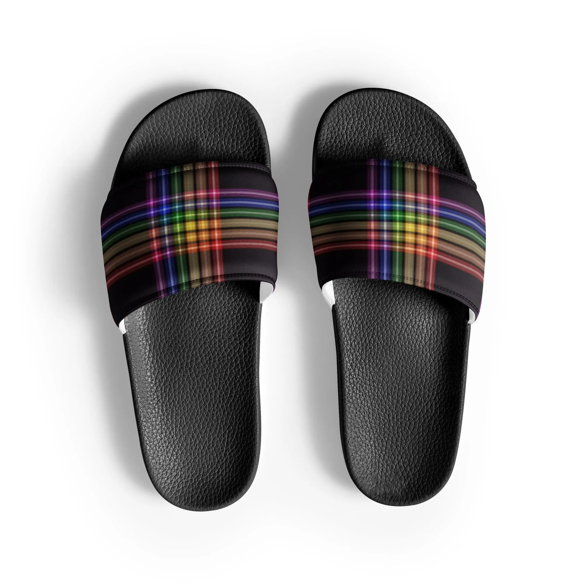 LGBTQ Pride Men’s Slides Sandals in Plaid