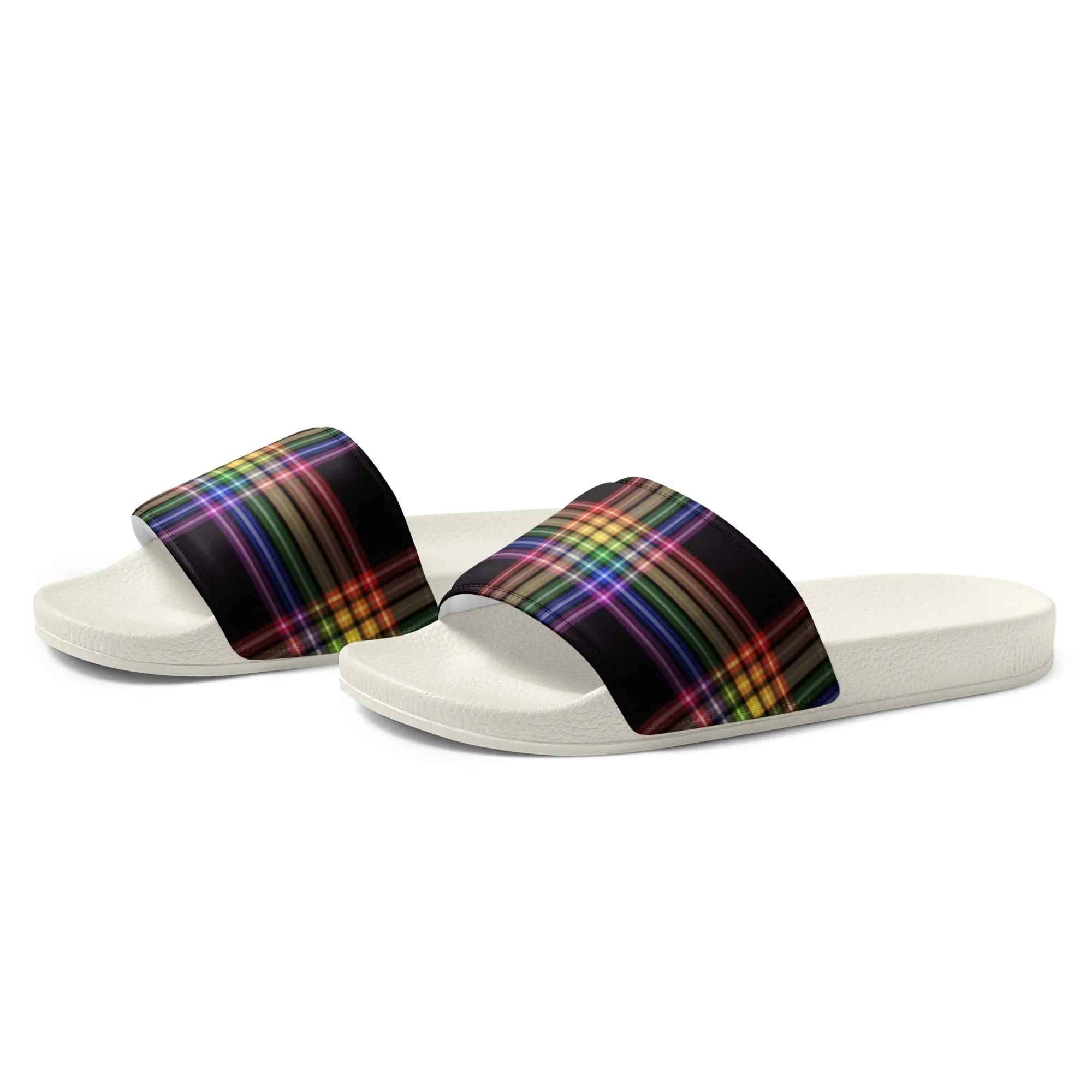 LGBTQ Pride Men’s Slides Sandals in Plaid