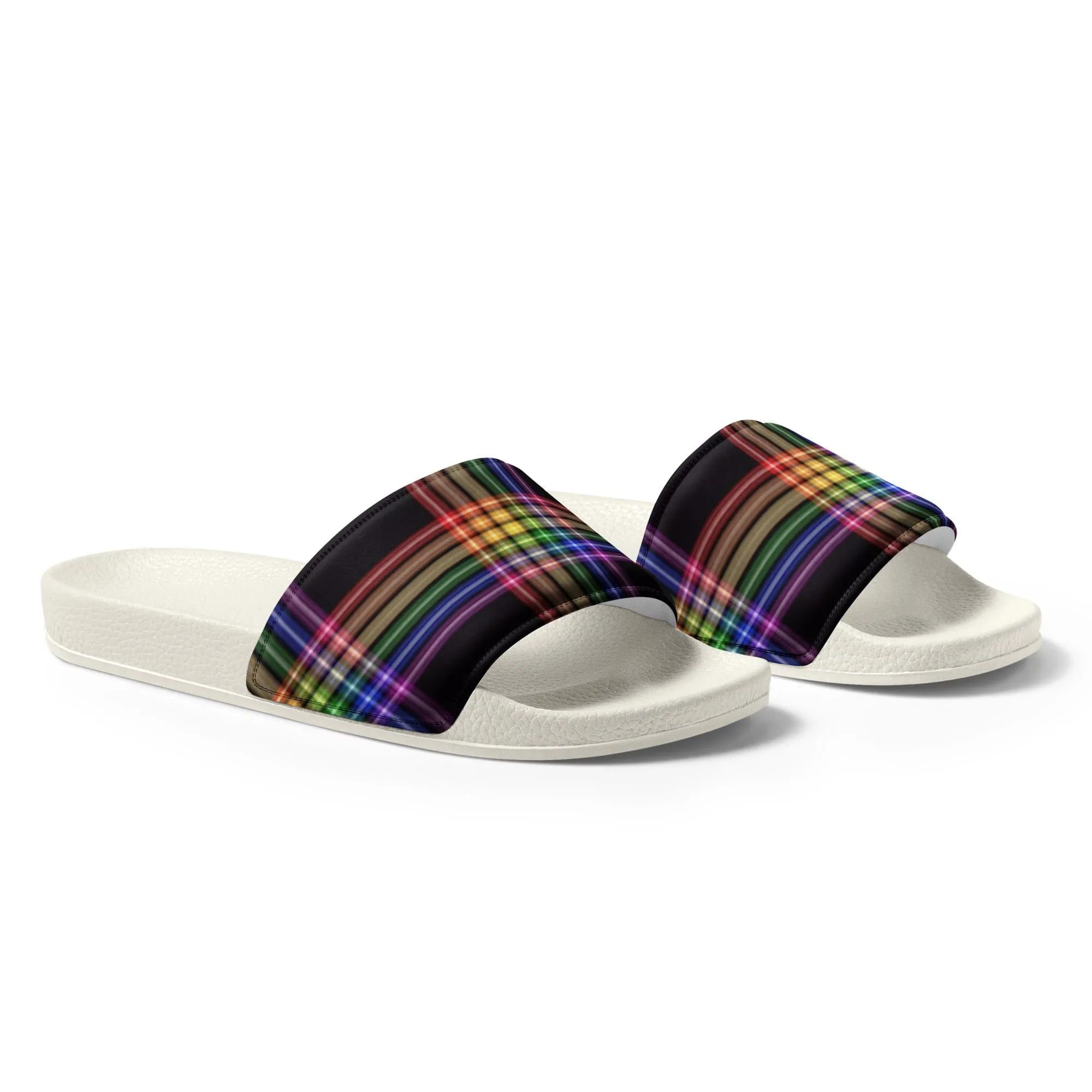 LGBTQ Pride Men’s Slides Sandals in Plaid