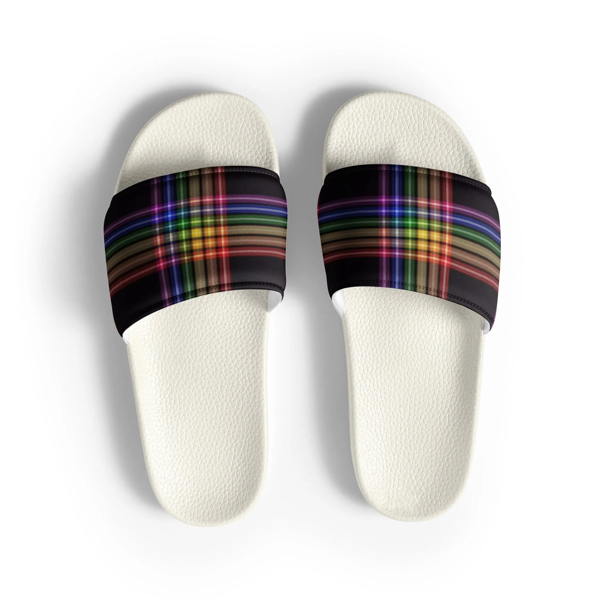 LGBTQ Pride Men’s Slides Sandals in Plaid