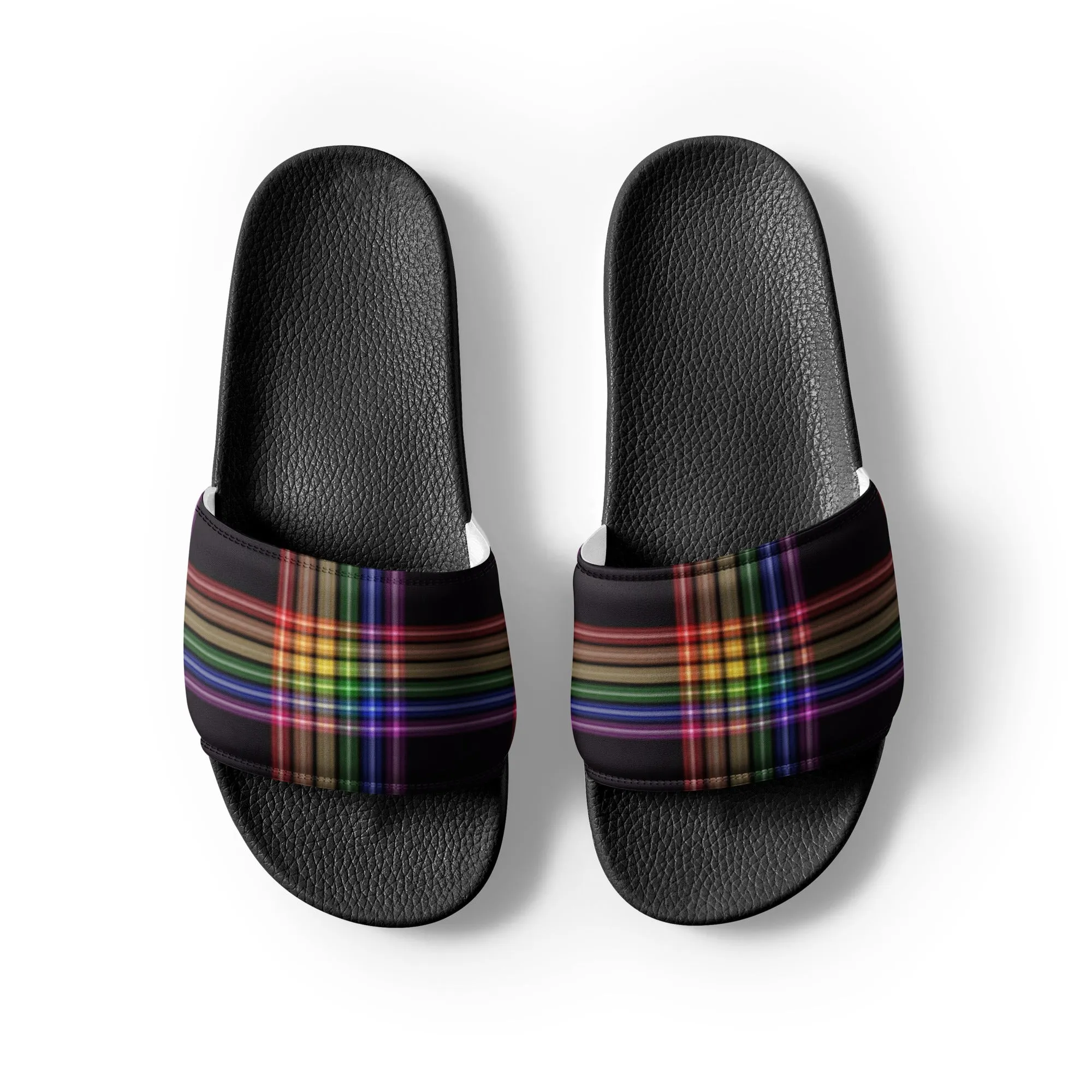 LGBTQ Pride Men’s Slides Sandals in Plaid