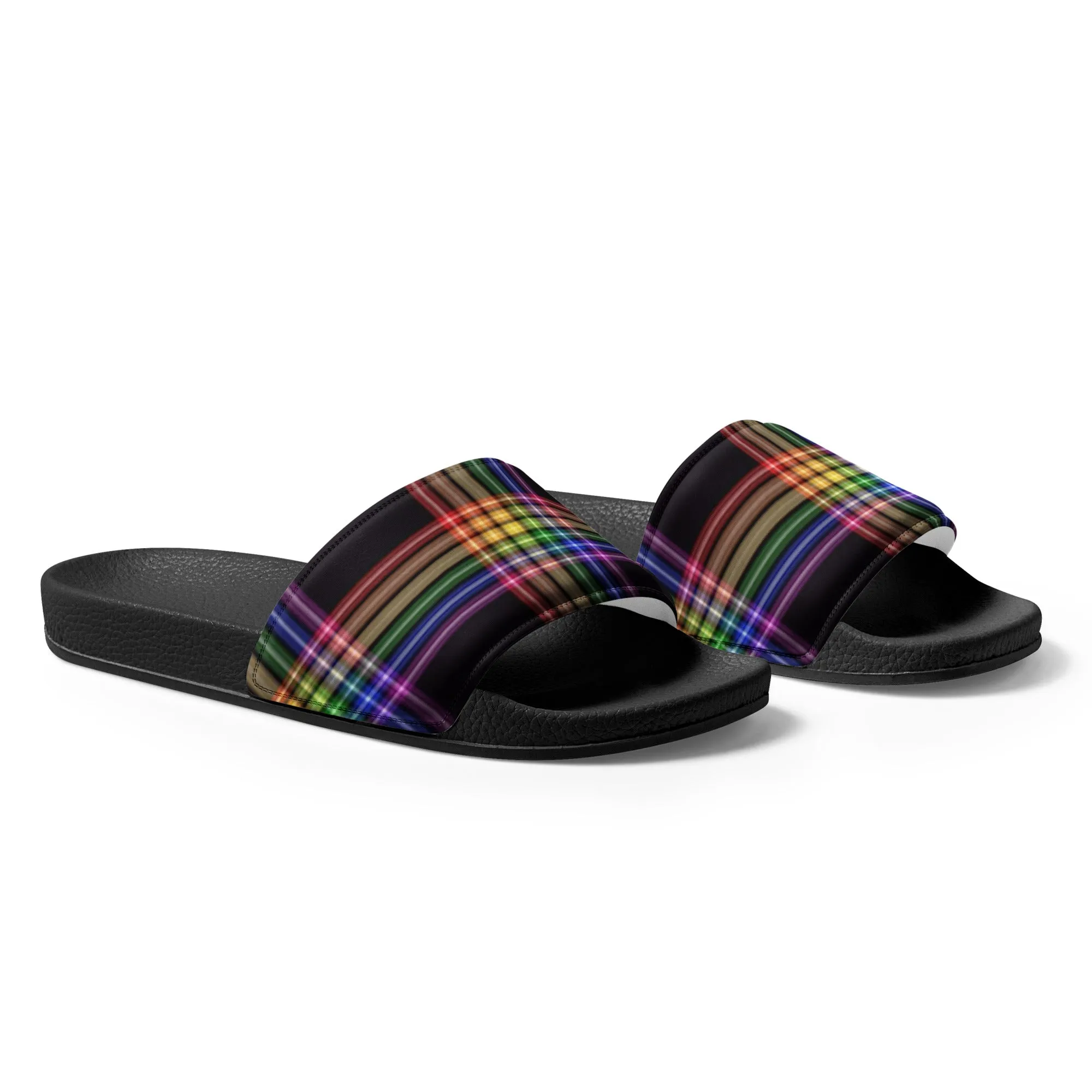 LGBTQ Pride Men’s Slides Sandals in Plaid