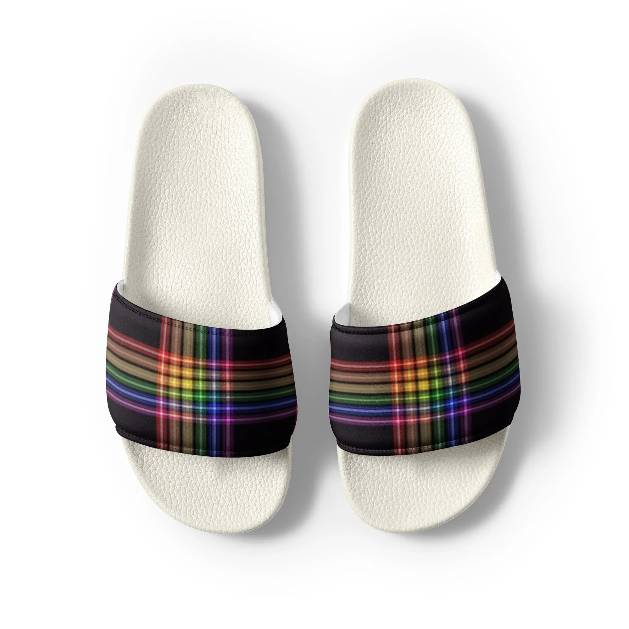 LGBTQ Pride Men’s Slides Sandals in Plaid