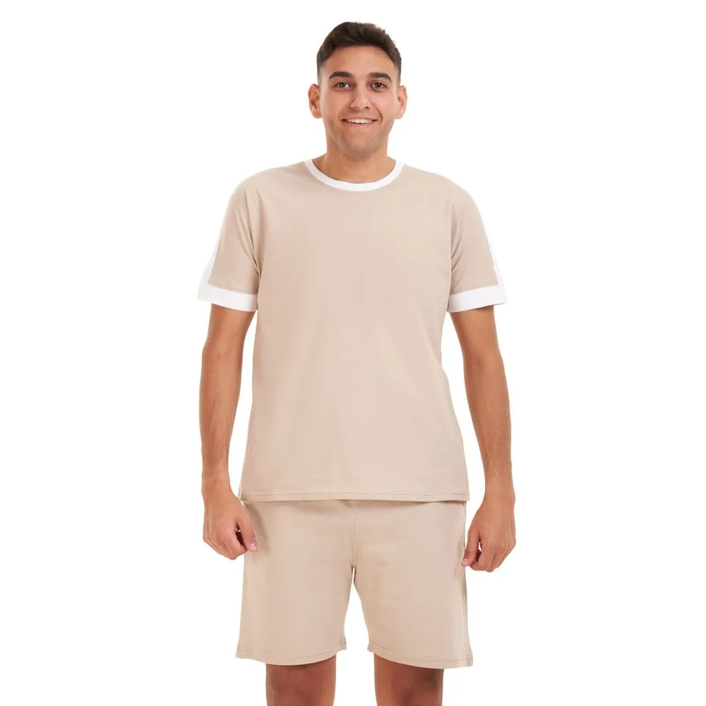 Men summer pajama set Beige T-shirt   short