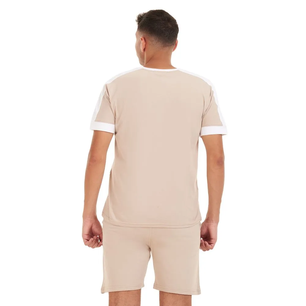 Men summer pajama set Beige T-shirt   short