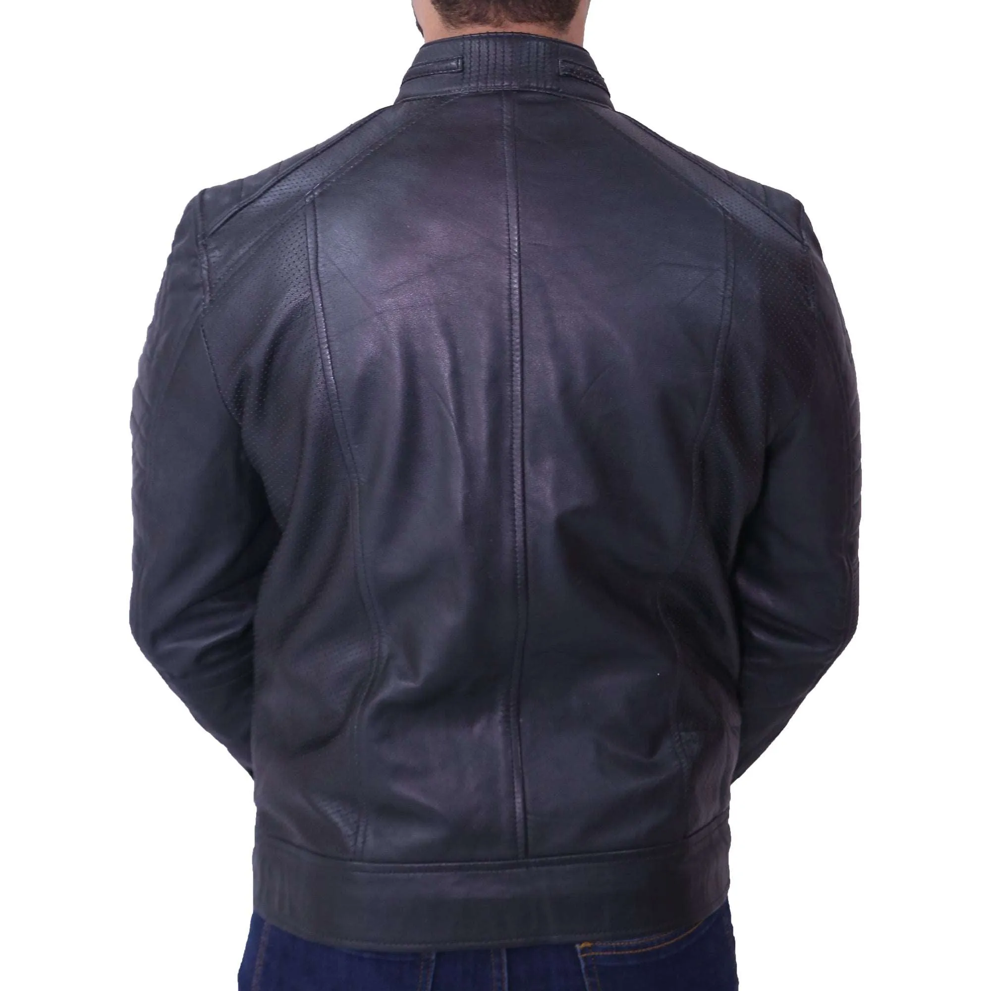 Men's Cafe Racer Black Leather Jacket