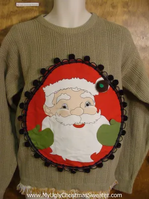 Mens Funny Ugliest Christmas Sweater with Santa